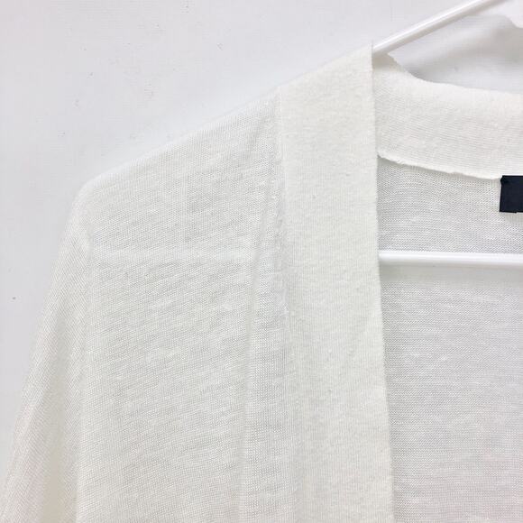 Theory Womens Sag Harbor Cardigan Small White Open Front Linen Lightweight NWT - Picture 4 of 9